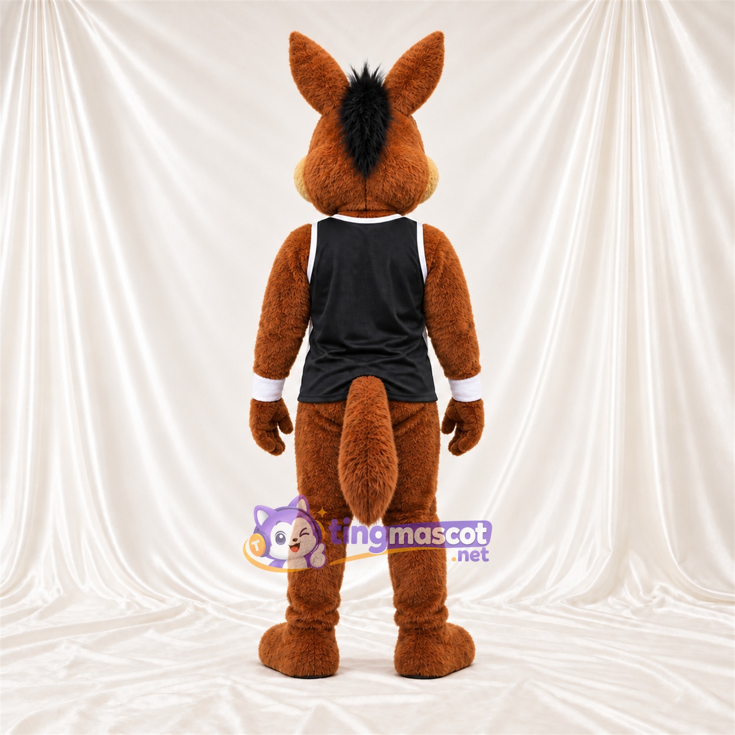 Maskottchenkostüm Kojote – braun – Tanktop (schwarz) Maskottchenkostüm Kojote – braun – Tanktop (schwarz)