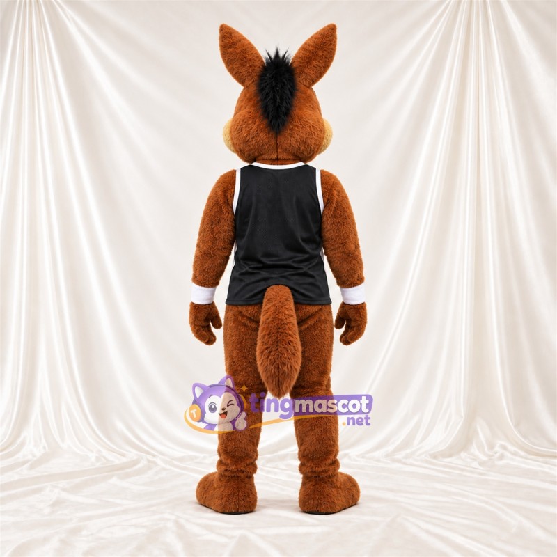 Maskottchenkostüm Kojote – braun – Tanktop (schwarz) Maskottchenkostüm Kojote – braun – Tanktop (schwarz)