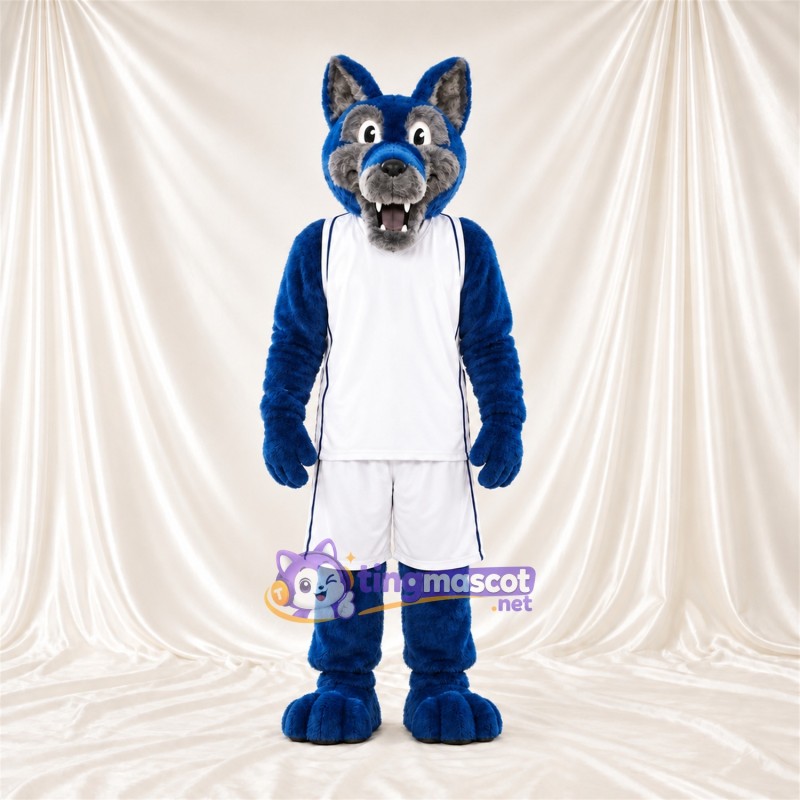 Costume de mascotte Loup – bleu – Tenue; Queue (gris) Costume de mascotte Loup – bleu – Tenue; Queue (gris)