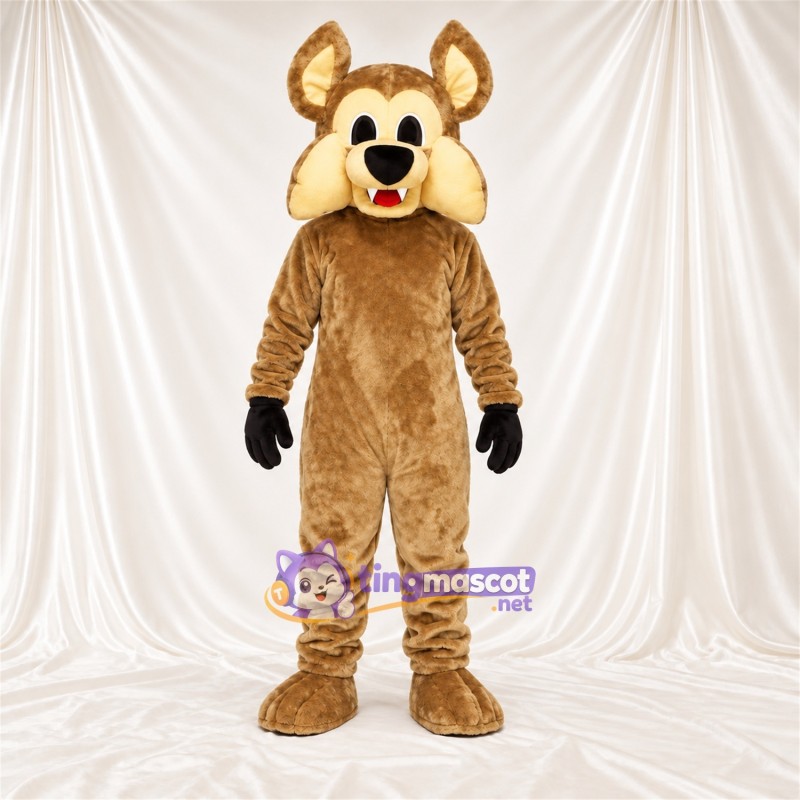Costume de mascotte Coyote – marron – Gants (noir); Pieds (crème) Costume de mascotte Coyote – marron – Gants (noir); Pieds (crème)