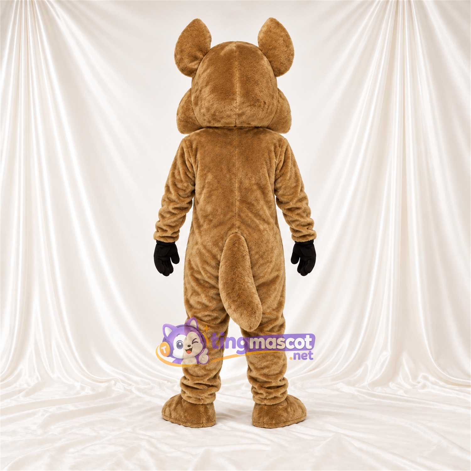 Costume de mascotte Coyote – marron – Gants (noir); Pieds (crème) Costume de mascotte Coyote – marron – Gants (noir); Pieds (crème)