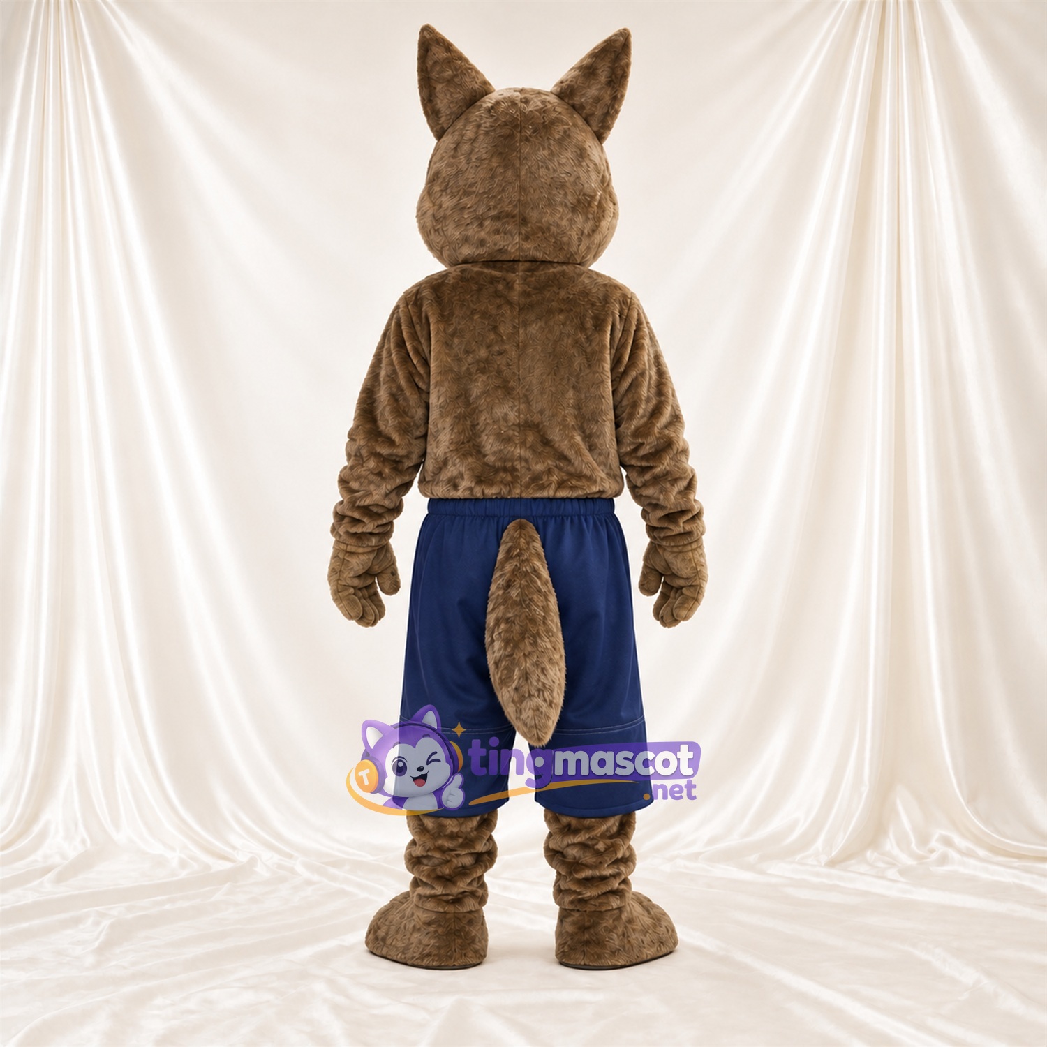 Costume de mascotte Coyote – marron – Short (bleu marine) Costume de mascotte Coyote – marron – Short (bleu marine)