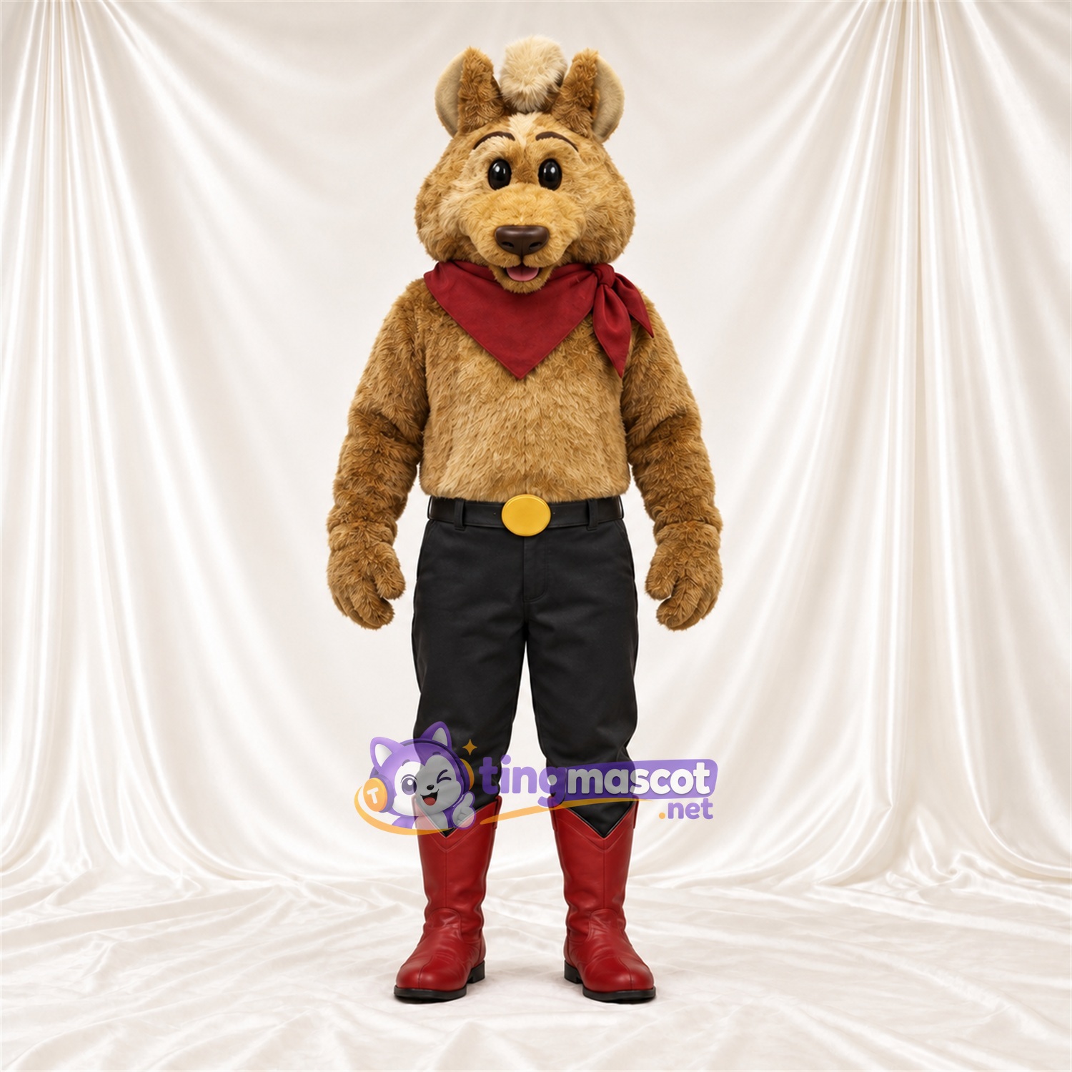 Costume de mascotte Coyote – marron – Pantalon (noir); Bottes (rouge) Costume de mascotte Coyote – marron – Pantalon (noir); Bottes (rouge)