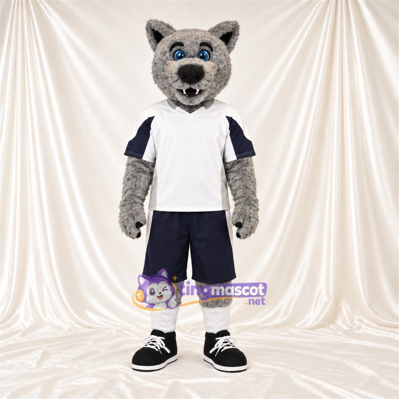 Costume de mascotte Loup – gris – Chemise (blanc); Short