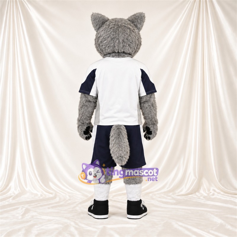 Costume de mascotte Loup – gris – Chemise (blanc); Short Costume de mascotte Loup – gris – Chemise (blanc); Short