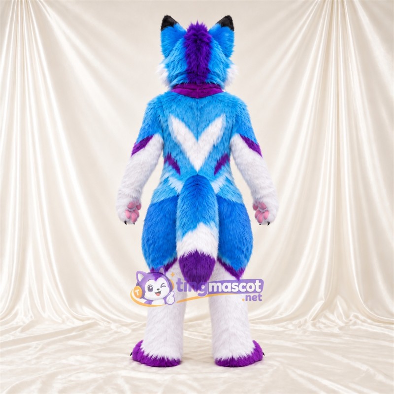 Costume de mascotte Husky – bleu / violet / blanc Costume de mascotte Husky – bleu / violet / blanc