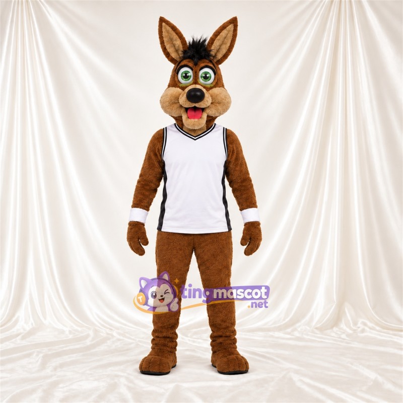 Costume de mascotte Coyote – marron – Débardeur (blanc) Costume de mascotte Coyote – marron – Débardeur (blanc)