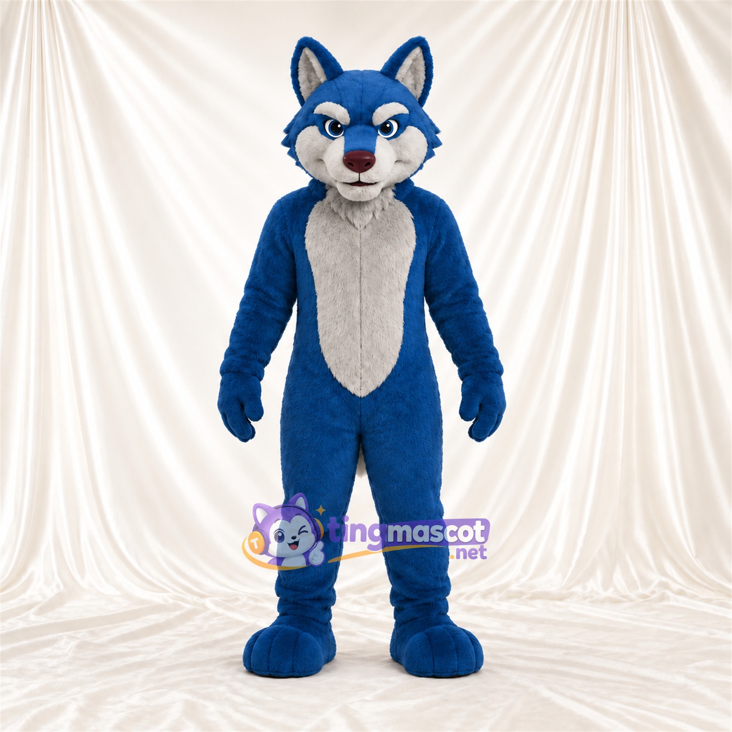Costume de mascotte Coyote – bleu / blanc Costume de mascotte Coyote – bleu / blanc