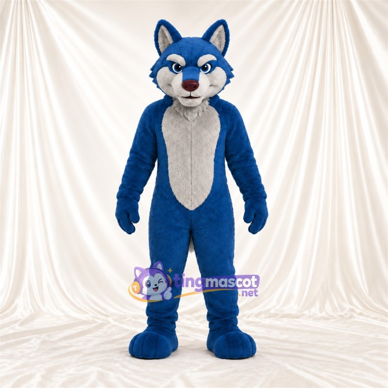 Costume de mascotte Coyote – bleu / blanc Costume de mascotte Coyote – bleu / blanc