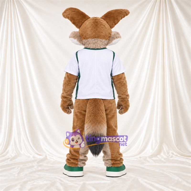Costume de mascotte Coyote – brun clair – Chemise (blanc) Costume de mascotte Coyote – brun clair – Chemise (blanc)