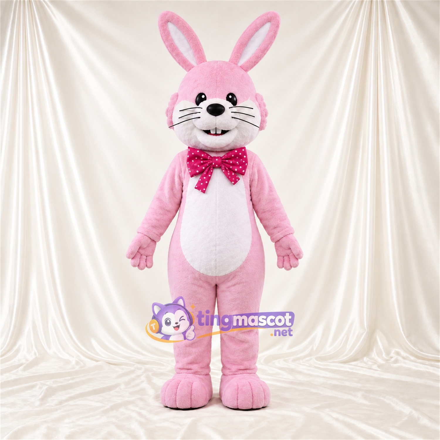 Costume de mascotte Lapin – rose – Nœud papillon Costume de mascotte Lapin – rose – Nœud papillon