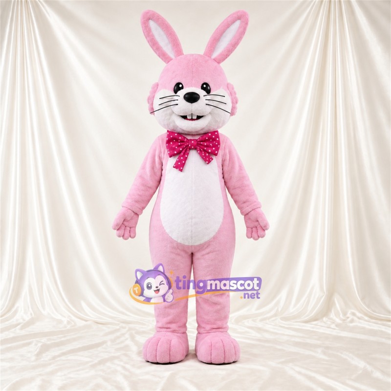 Costume de mascotte Lapin – rose – Nœud papillon Costume de mascotte Lapin – rose – Nœud papillon