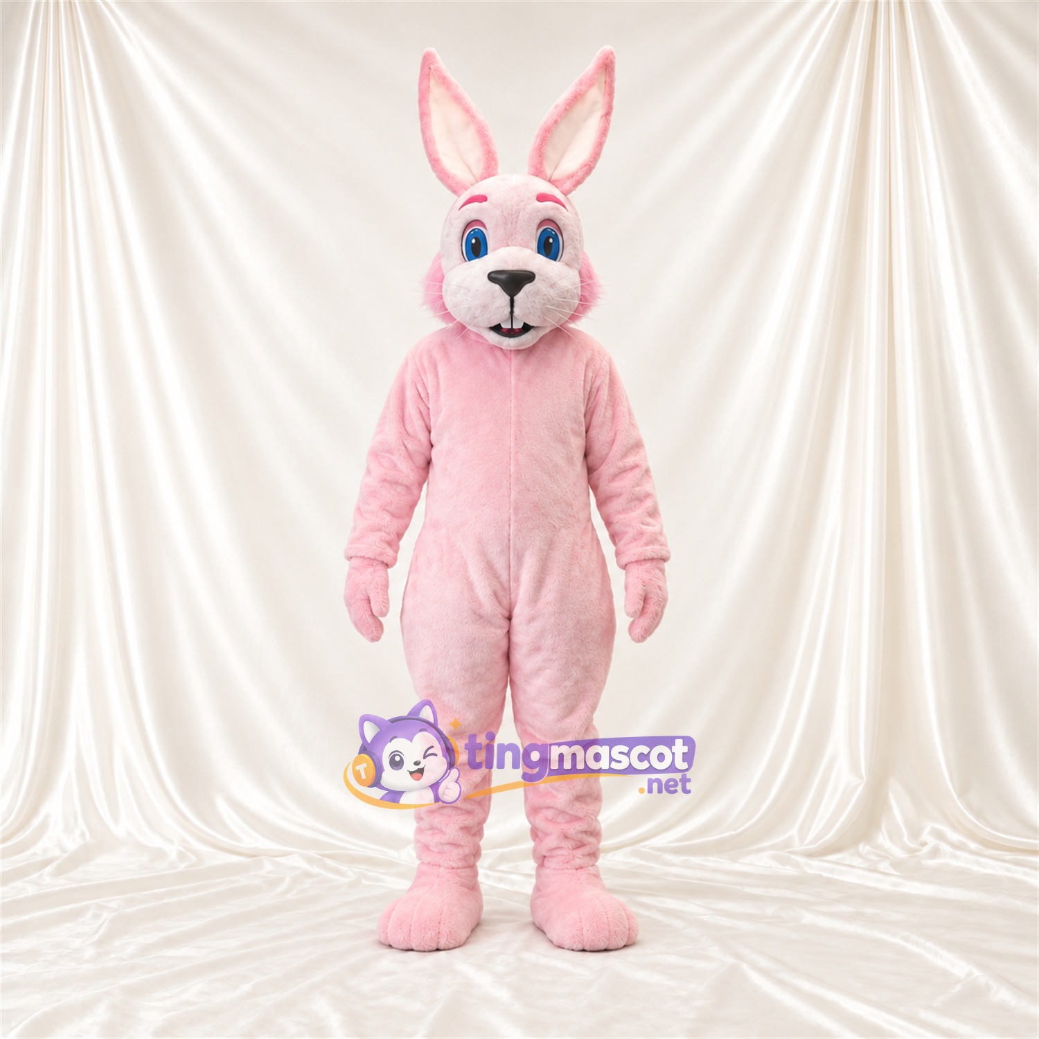 Maskottchenkostüm Hase – rosa – Lange Ohren; Augen (blau) Maskottchenkostüm Hase – rosa – Lange Ohren; Augen (blau)