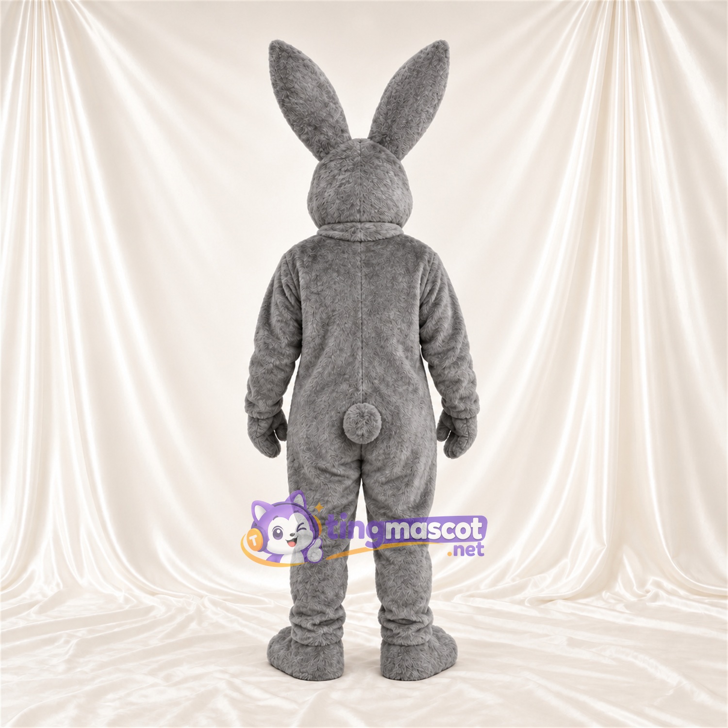 Costume de mascotte Lapin – gris – Intérieur des oreilles (rose); Fourrure hirsute Costume de mascotte Lapin – gris – Intérieur des oreilles (rose); Fourrure hirsute