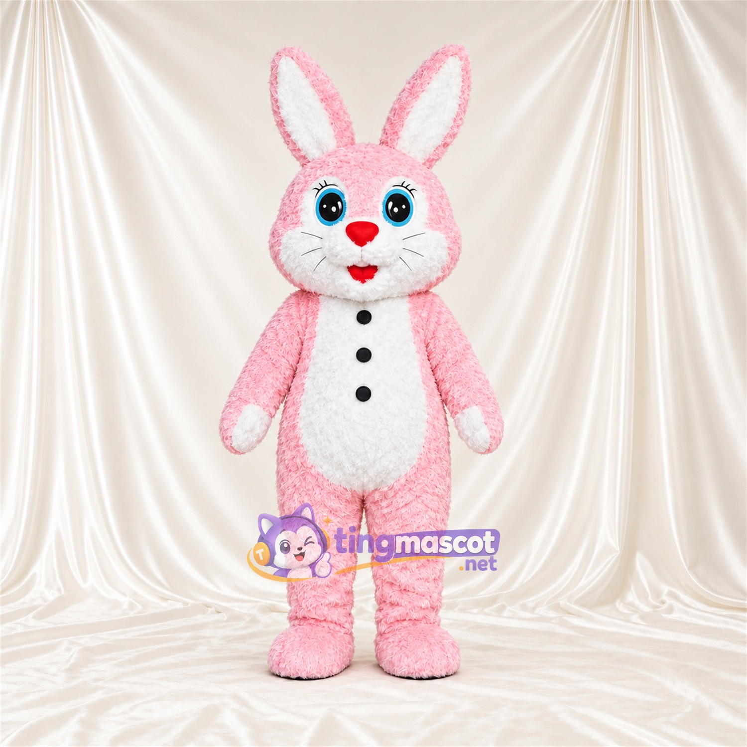 Maskottchenkostüm Hase – rosa – Knöpfe; Bauch (weiß) Maskottchenkostüm Hase – rosa – Knöpfe; Bauch (weiß)