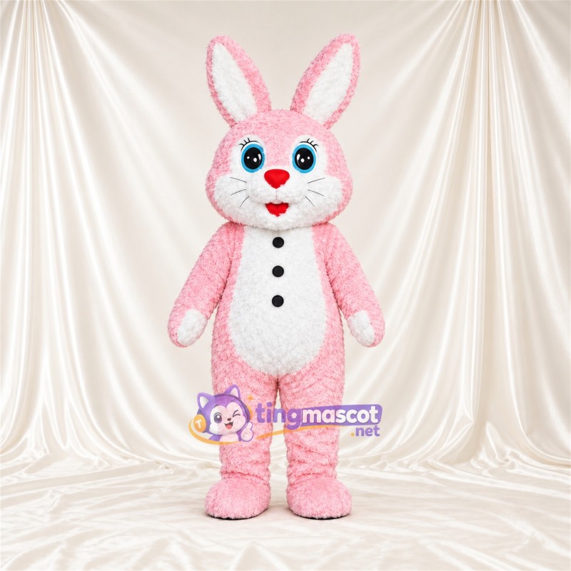 Maskottchenkostüm Hase – rosa – Knöpfe; Bauch (weiß) Maskottchenkostüm Hase – rosa – Knöpfe; Bauch (weiß)