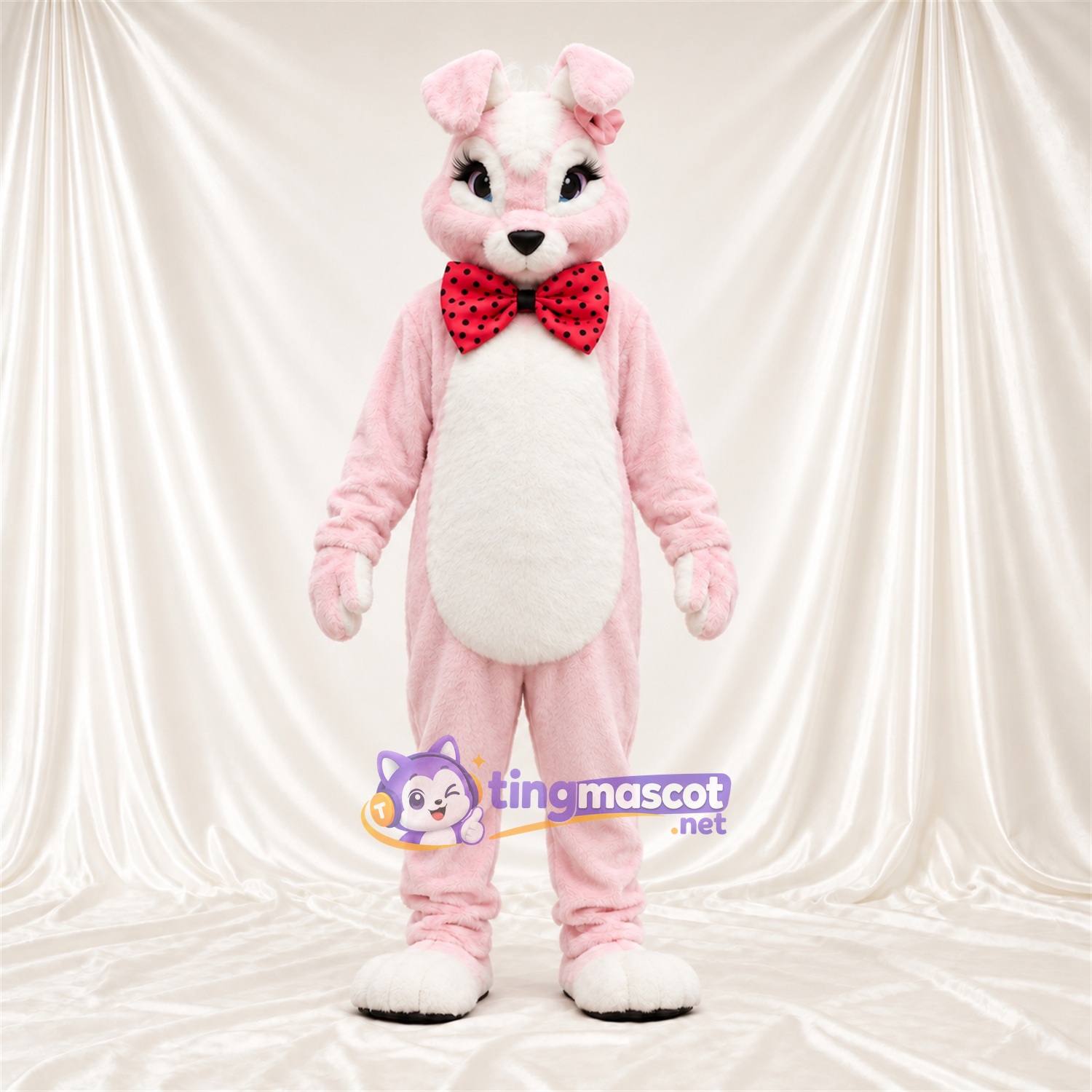 Costume de mascotte Lapin – rose – Nœud papillon Costume de mascotte Lapin – rose – Nœud papillon