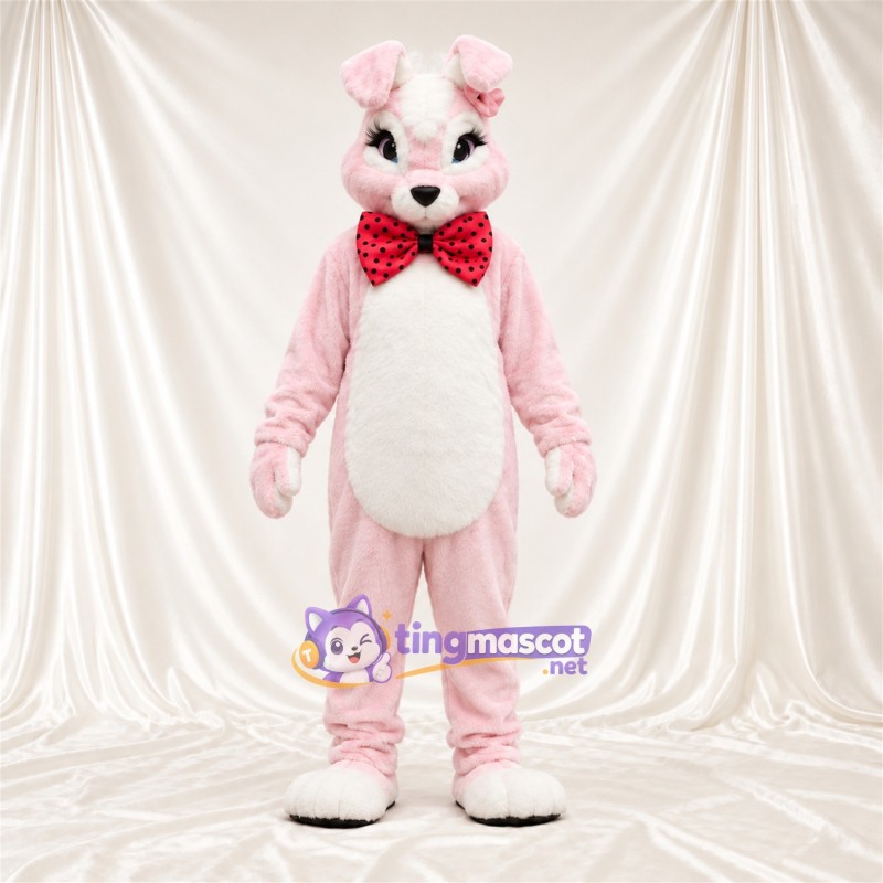 Costume de mascotte Lapin – rose – Nœud papillon Costume de mascotte Lapin – rose – Nœud papillon