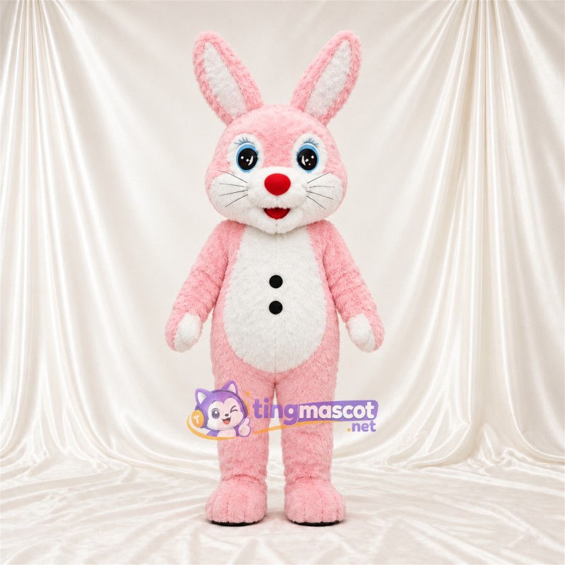 Maskottchenkostüm Hase – rosa – Knöpfe; Nase (rot) Maskottchenkostüm Hase – rosa – Knöpfe; Nase (rot)