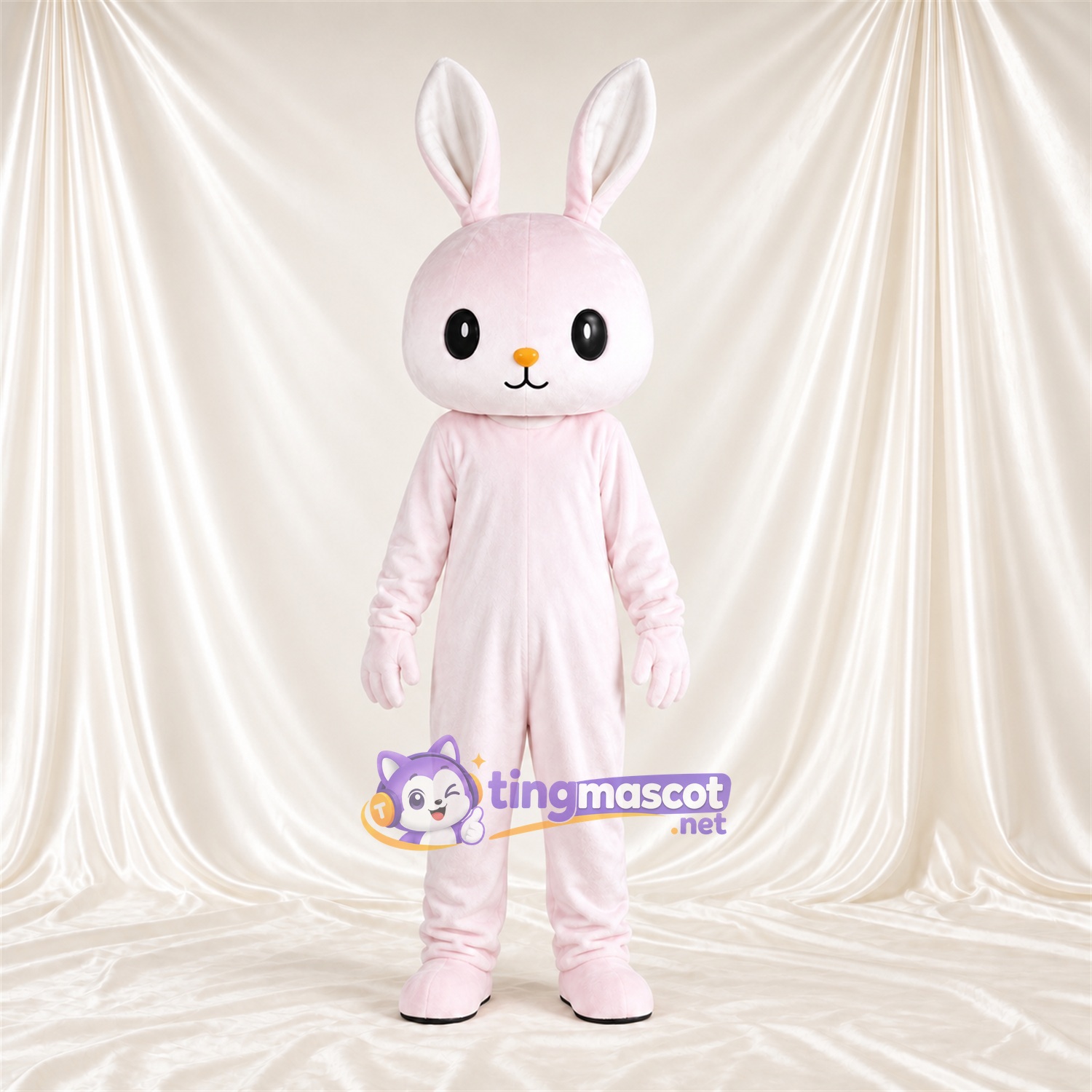 Maskottchenkostüm Hase – rosa – Lange Ohren; Gesicht (weiß) Maskottchenkostüm Hase – rosa – Lange Ohren; Gesicht (weiß)