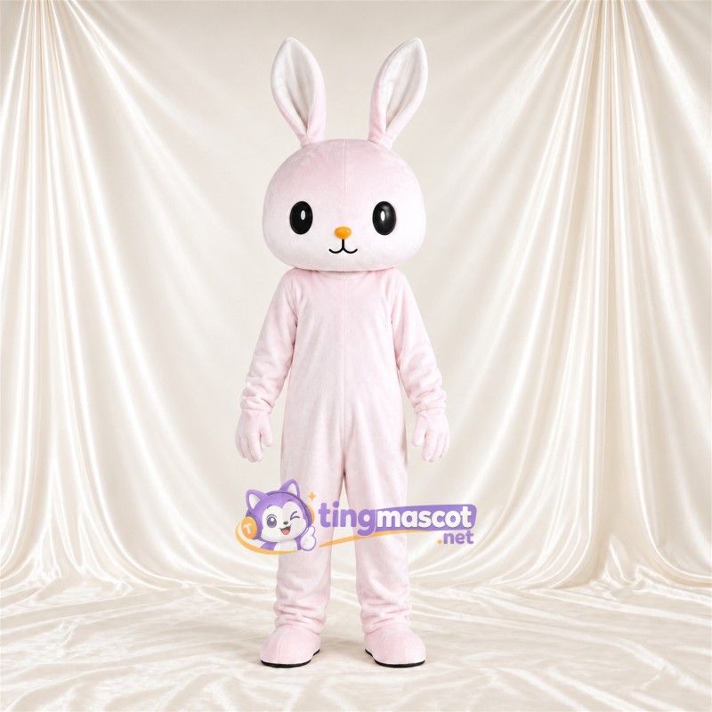 Maskottchenkostüm Hase – rosa – Lange Ohren; Gesicht (weiß) Maskottchenkostüm Hase – rosa – Lange Ohren; Gesicht (weiß)