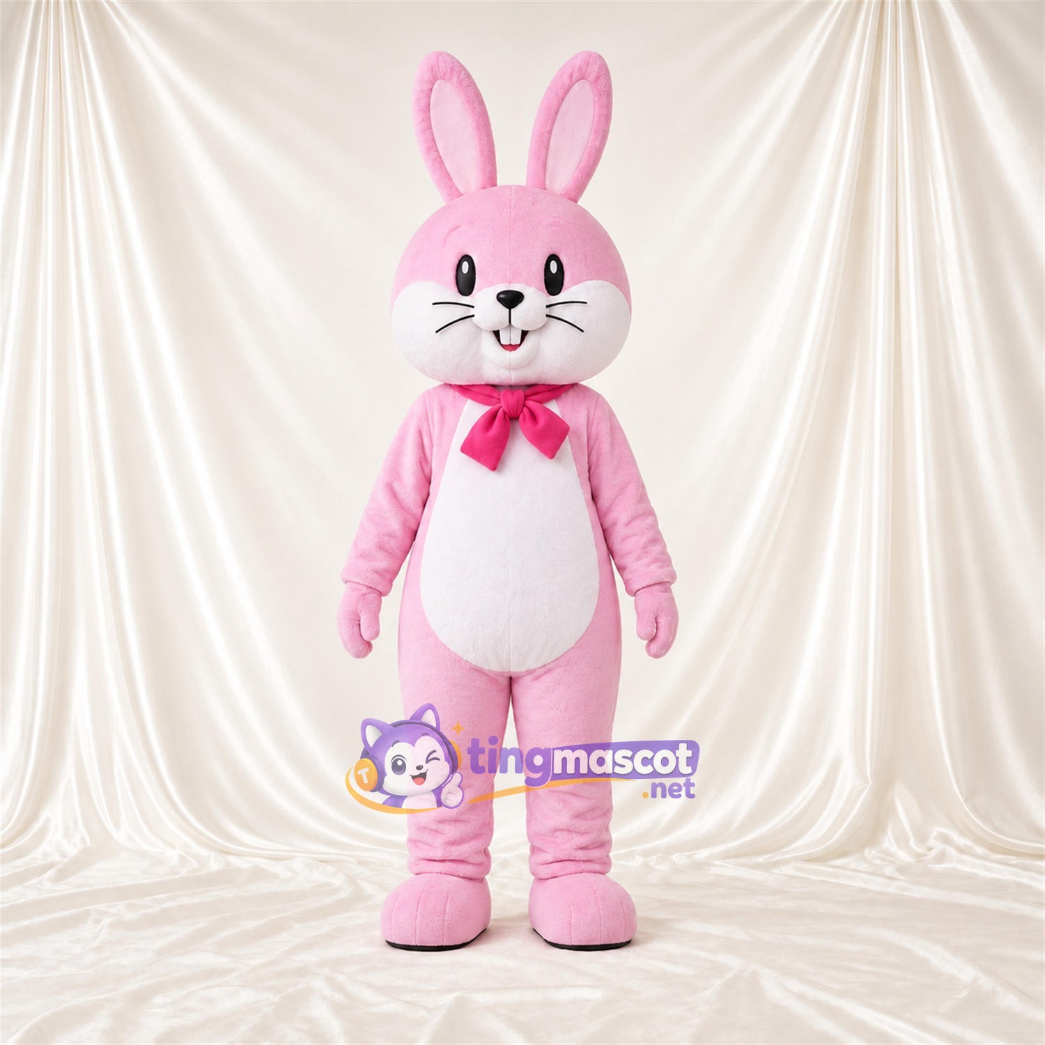 Costume de mascotte Lapin – rose – Nœud papillon (rose)
