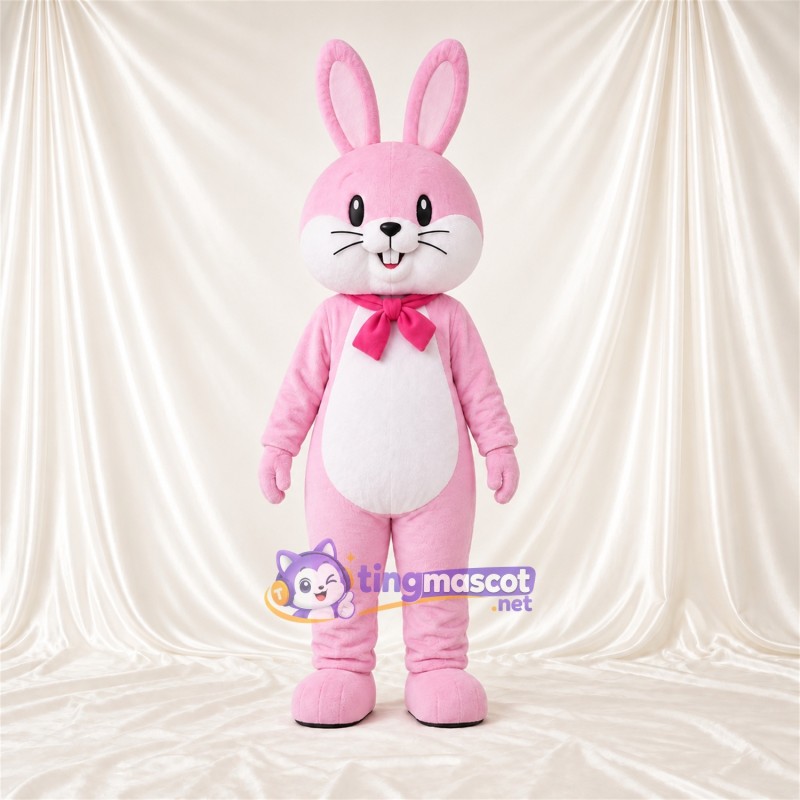 Costume de mascotte Lapin – rose – Nœud papillon (rose) Costume de mascotte Lapin – rose – Nœud papillon (rose)