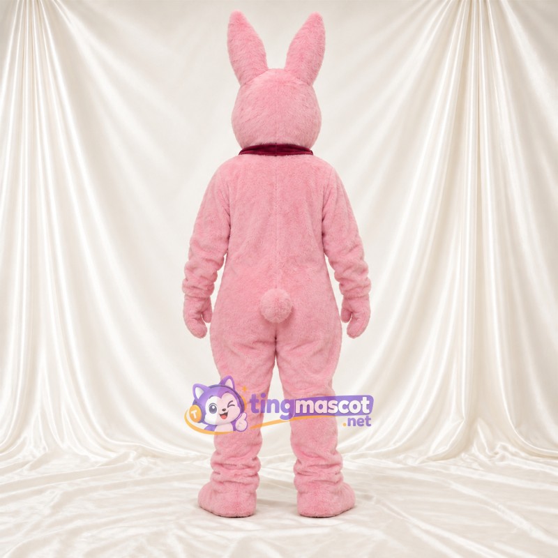 Costume de mascotte Lapin – rose – Nœud papillon (bordeaux); Longues oreilles Costume de mascotte Lapin – rose – Nœud papillon (bordeaux); Longues oreilles