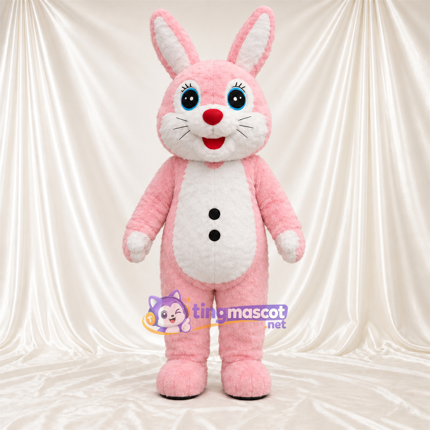 Maskottchenkostüm Hase – rosa – Knöpfe; Bauch (weiß) Maskottchenkostüm Hase – rosa – Knöpfe; Bauch (weiß)