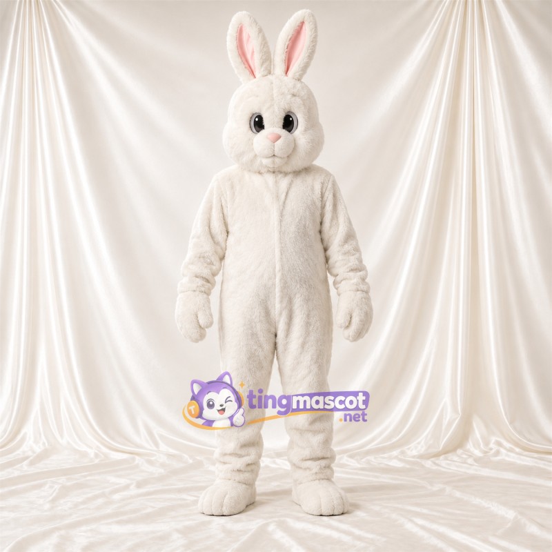 Maskottchenkostüm Hase – weiß – Lange Ohren; Ohreninnenseiten (rosa) Maskottchenkostüm Hase – weiß – Lange Ohren; Ohreninnenseiten (rosa)