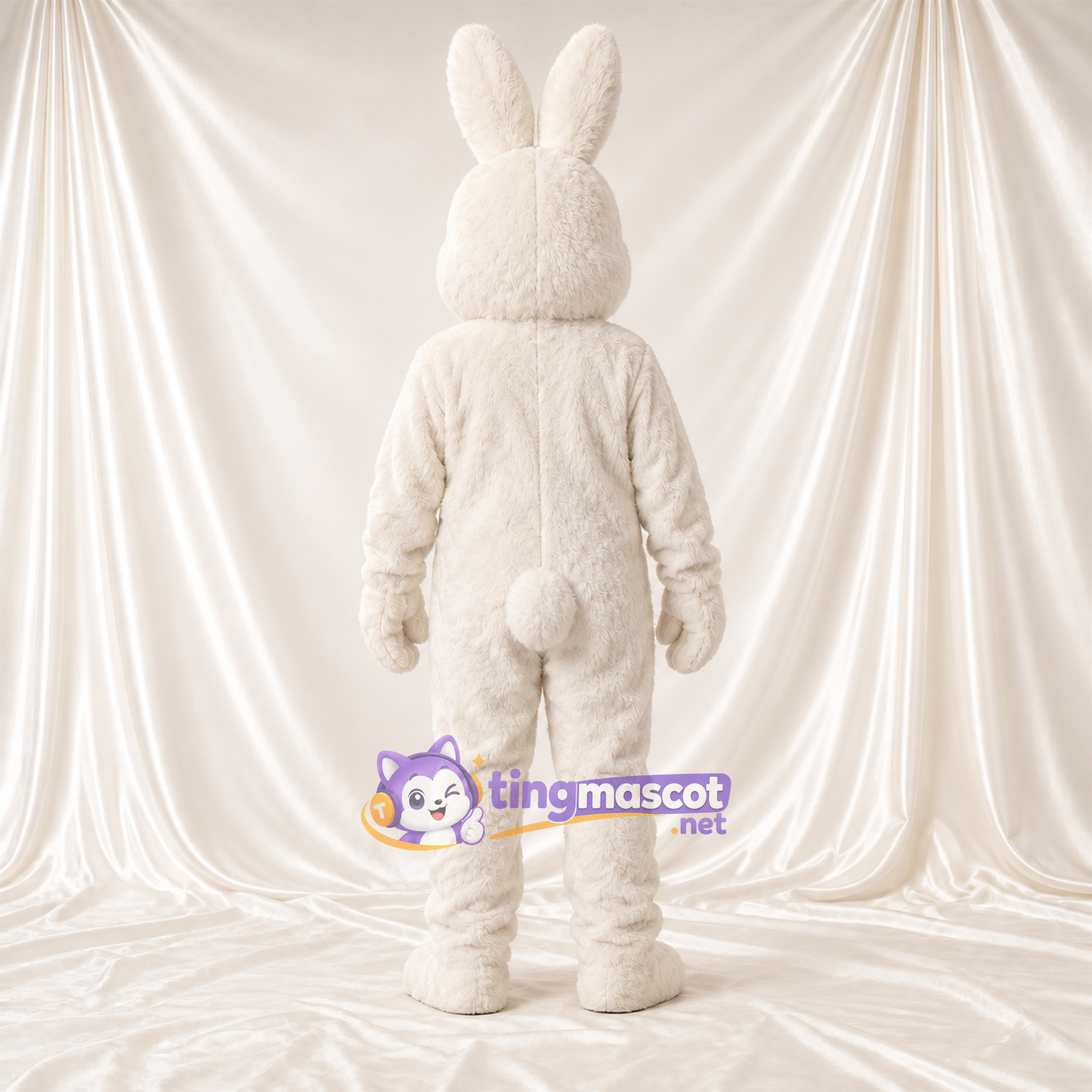 Maskottchenkostüm Hase – weiß – Lange Ohren; Ohreninnenseiten (rosa) Maskottchenkostüm Hase – weiß – Lange Ohren; Ohreninnenseiten (rosa)