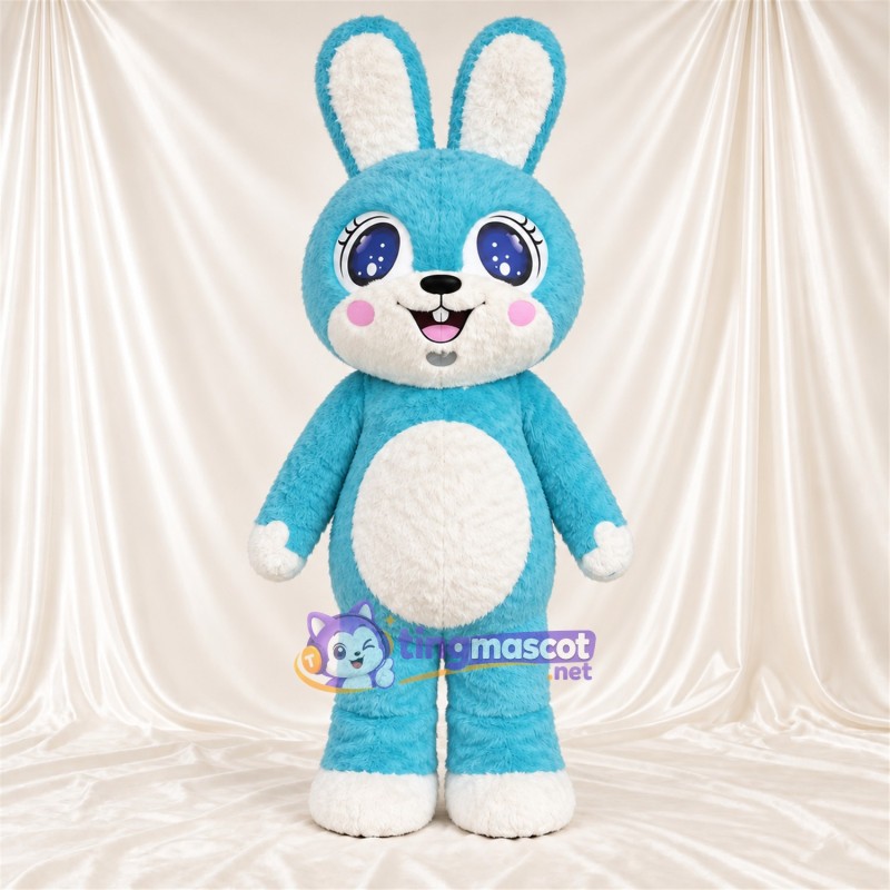 Costume de mascotte Lapin – turquoise / blanc