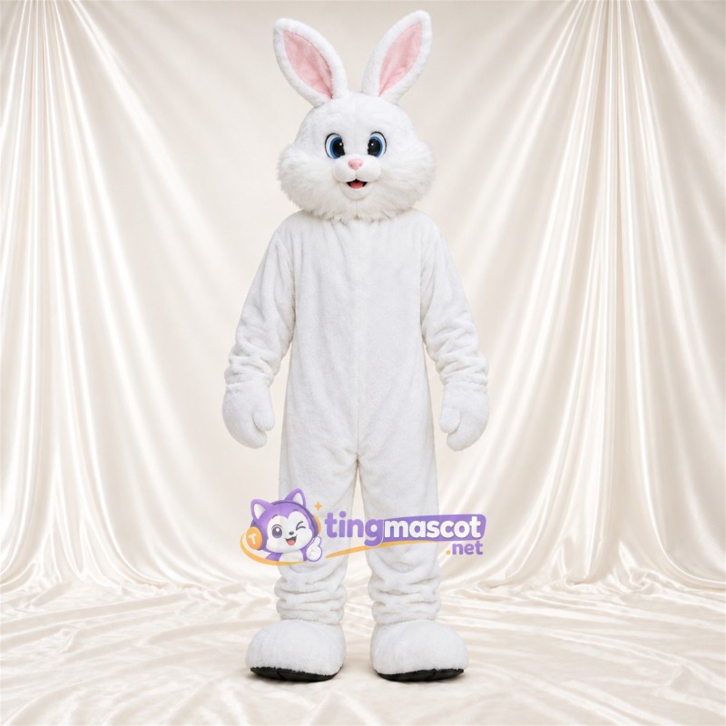 Maskottchenkostüm Hase – weiß – Lange Ohren; Ohreninnenseiten (rosa) Maskottchenkostüm Hase – weiß – Lange Ohren; Ohreninnenseiten (rosa)