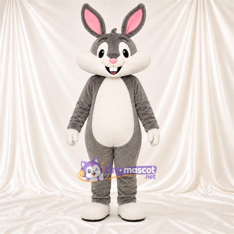 Maskottchenkostüm Hase – grau / weiß – Ohreninnenseiten (rosa); Füße (weiß) Maskottchenkostüm Hase – grau / weiß – Ohreninnenseiten (rosa); Füße (weiß)