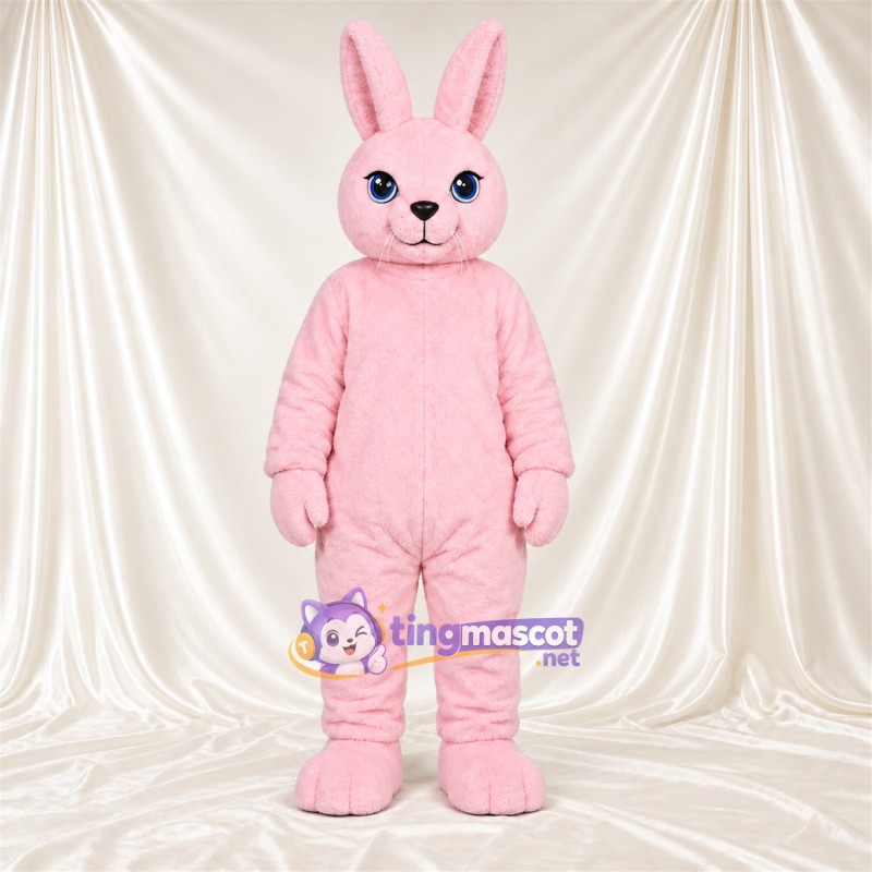 Costume de mascotte Lapin – rose – Petites oreilles rondes; Yeux (bleu) Costume de mascotte Lapin – rose – Petites oreilles rondes; Yeux (bleu)