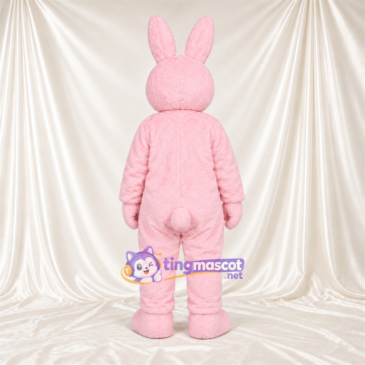 Costume de mascotte Lapin – rose – Petites oreilles rondes; Yeux (bleu) Costume de mascotte Lapin – rose – Petites oreilles rondes; Yeux (bleu)