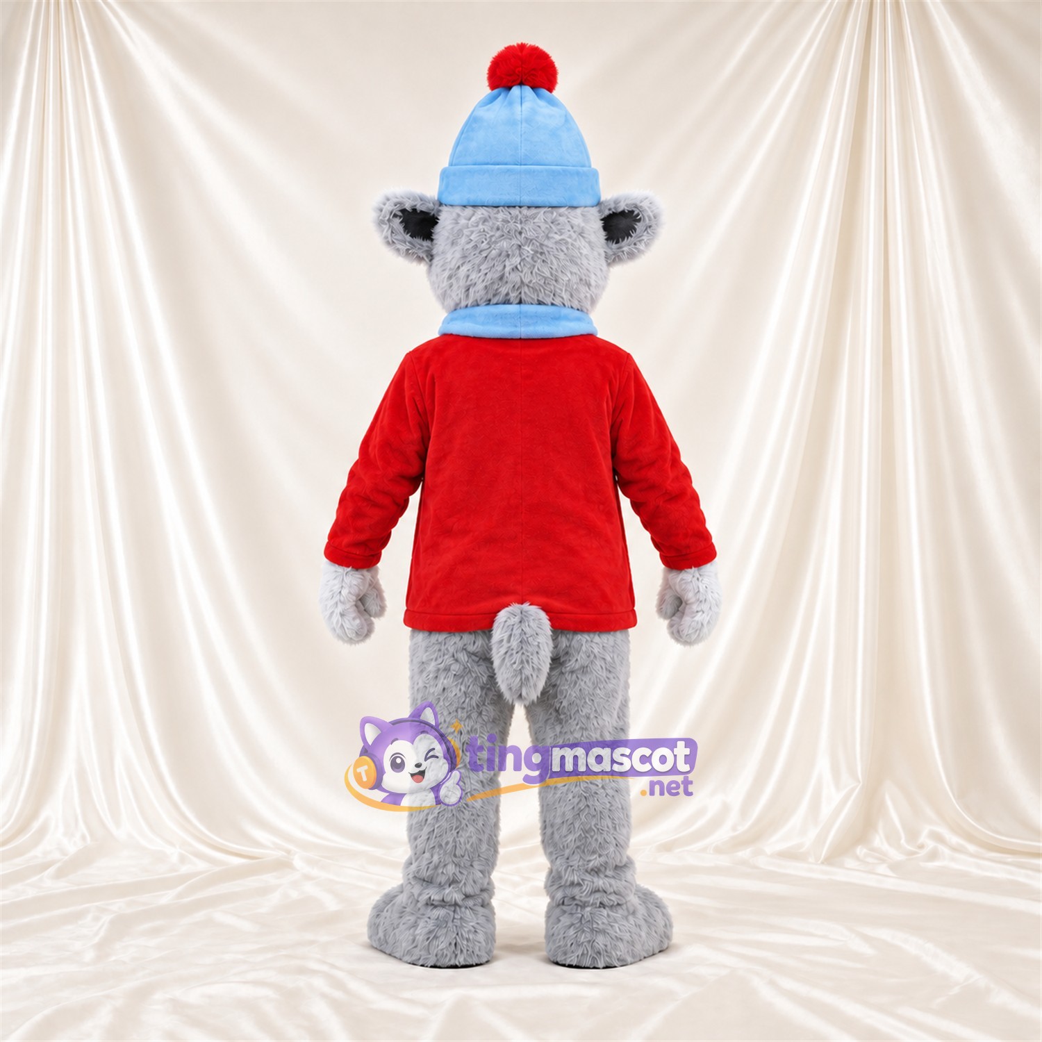 Costume de mascotte Souris – gris – Chemise (rouge); Chapeau (bleu) Costume de mascotte Souris – gris – Chemise (rouge); Chapeau (bleu)