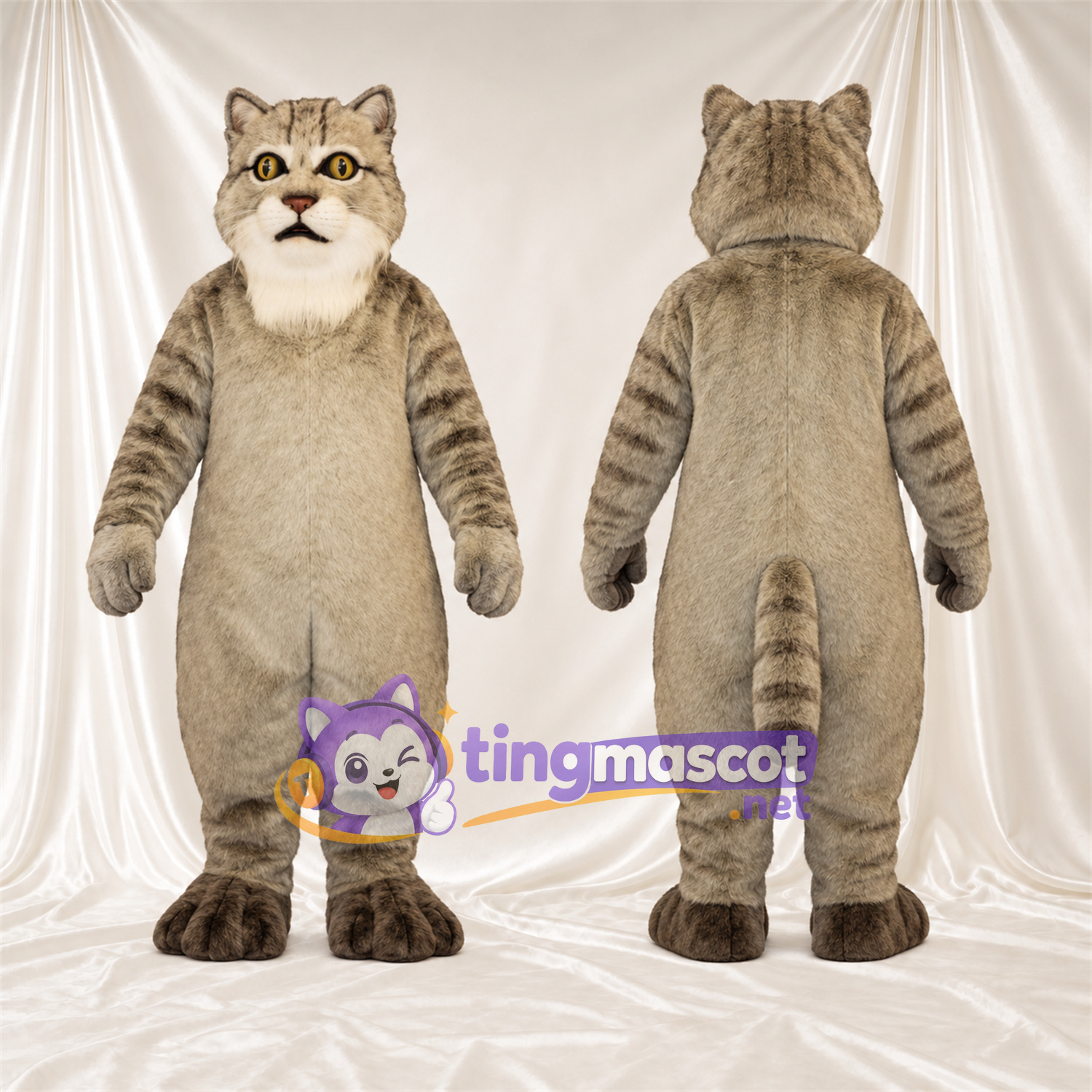 Maskottchenkostüm Katze – hellbraun / grau Maskottchenkostüm Katze – hellbraun / grau