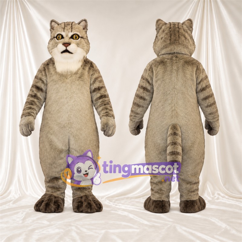 Maskottchenkostüm Katze – hellbraun / grau