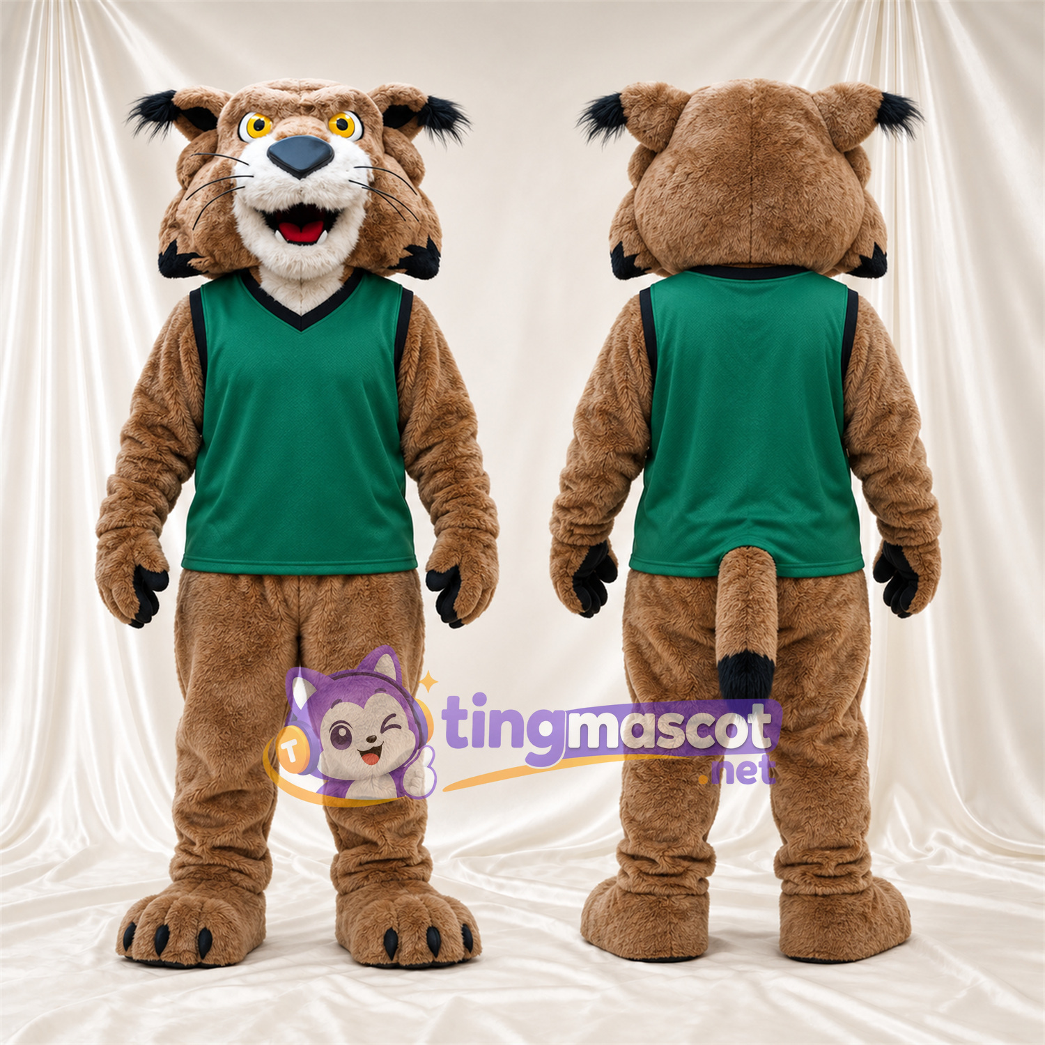 Costume de mascotte Lynx roux – brun clair – Chemise; Bout de la queue (noir) Costume de mascotte Lynx roux – brun clair – Chemise; Bout de la queue (noir)