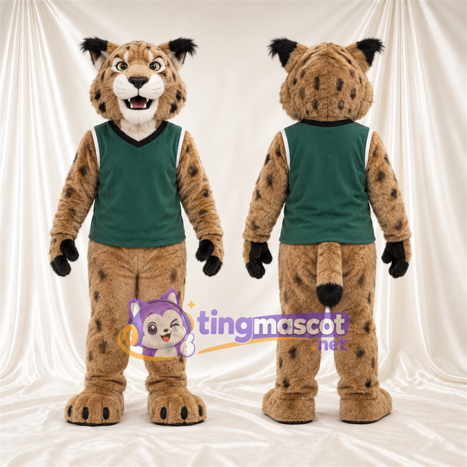 Costume de mascotte Lynx roux – brun clair – Chemise; Mains (noir) Costume de mascotte Lynx roux – brun clair – Chemise; Mains (noir)
