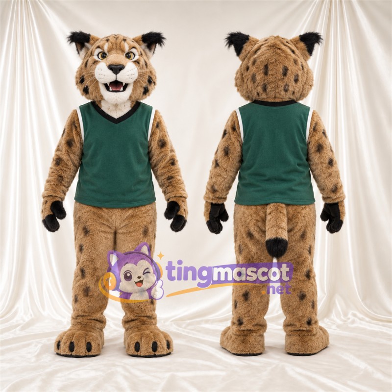 Costume de mascotte Lynx roux – brun clair – Chemise; Mains (noir)