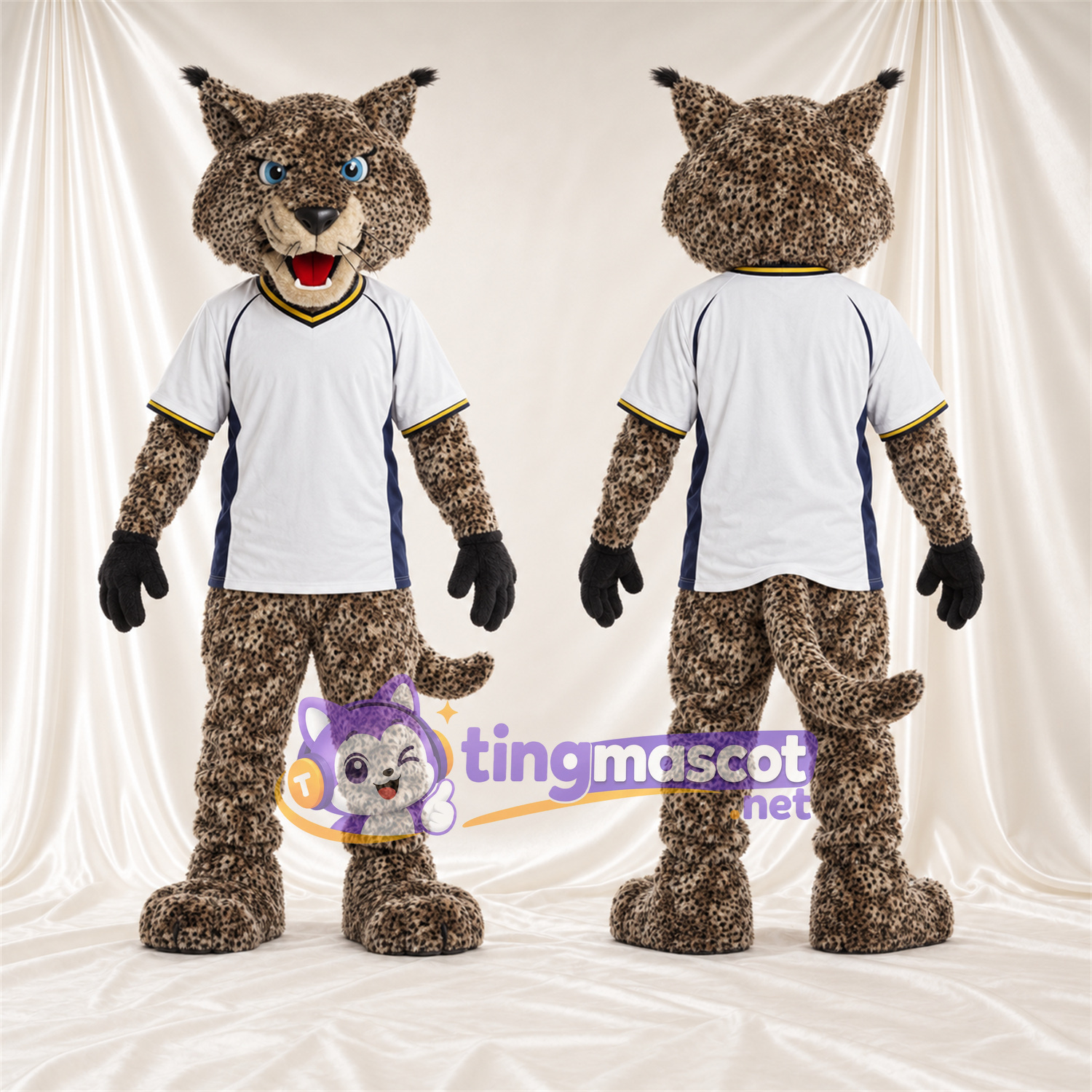 Costume de mascotte Lynx roux – marron / noir – Chemise; Longue queue Costume de mascotte Lynx roux – marron / noir – Chemise; Longue queue