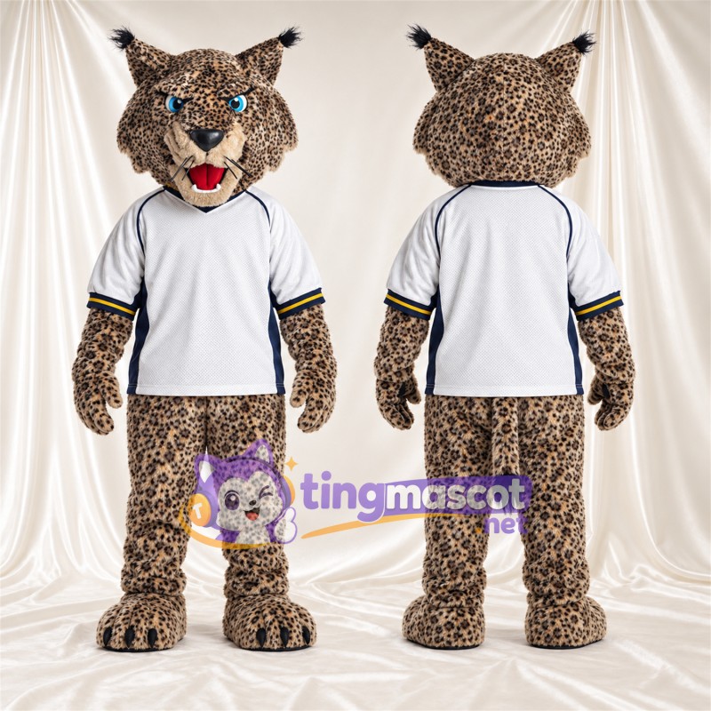 Costume de mascotte Lynx roux – marron / noir – Chemise; Yeux (bleu)