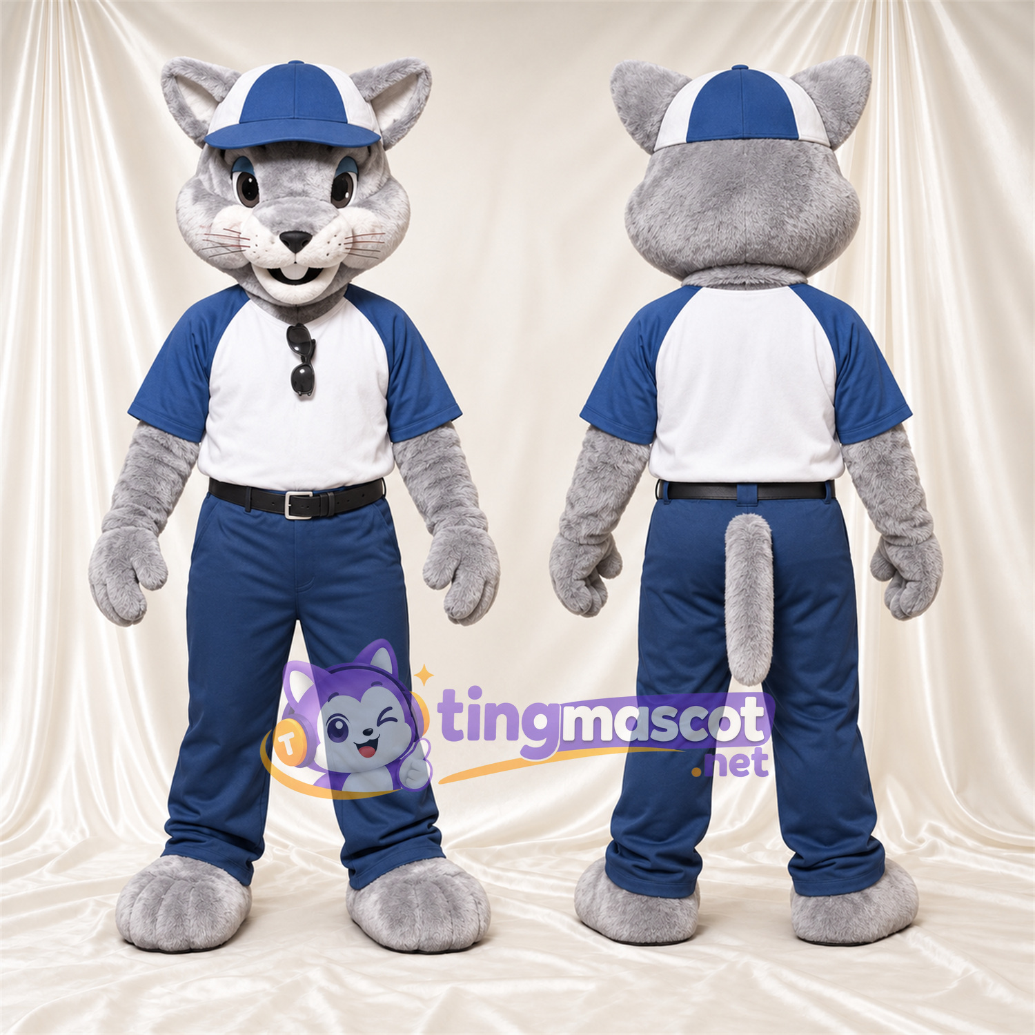 Costume de mascotte Chat – gris / blanc – Uniforme Costume de mascotte Chat – gris / blanc – Uniforme