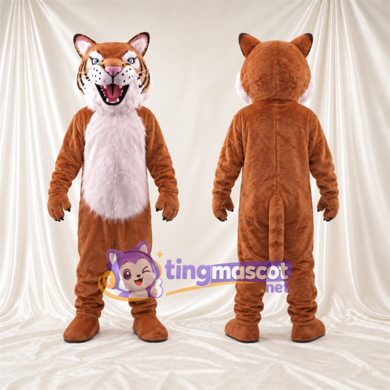 Costume de mascotte Chat sauvage – orange / blanc