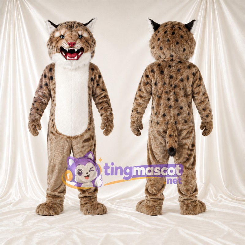 Costume de mascotte Chat sauvage – brun clair / noir