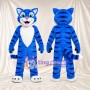 Blue and Black Tiger Mascot Costume - White Belly and White Tail Tip