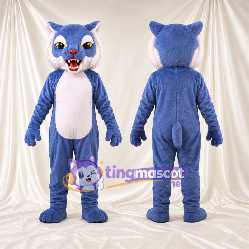 Costume de mascotte Chat sauvage – bleu / blanc