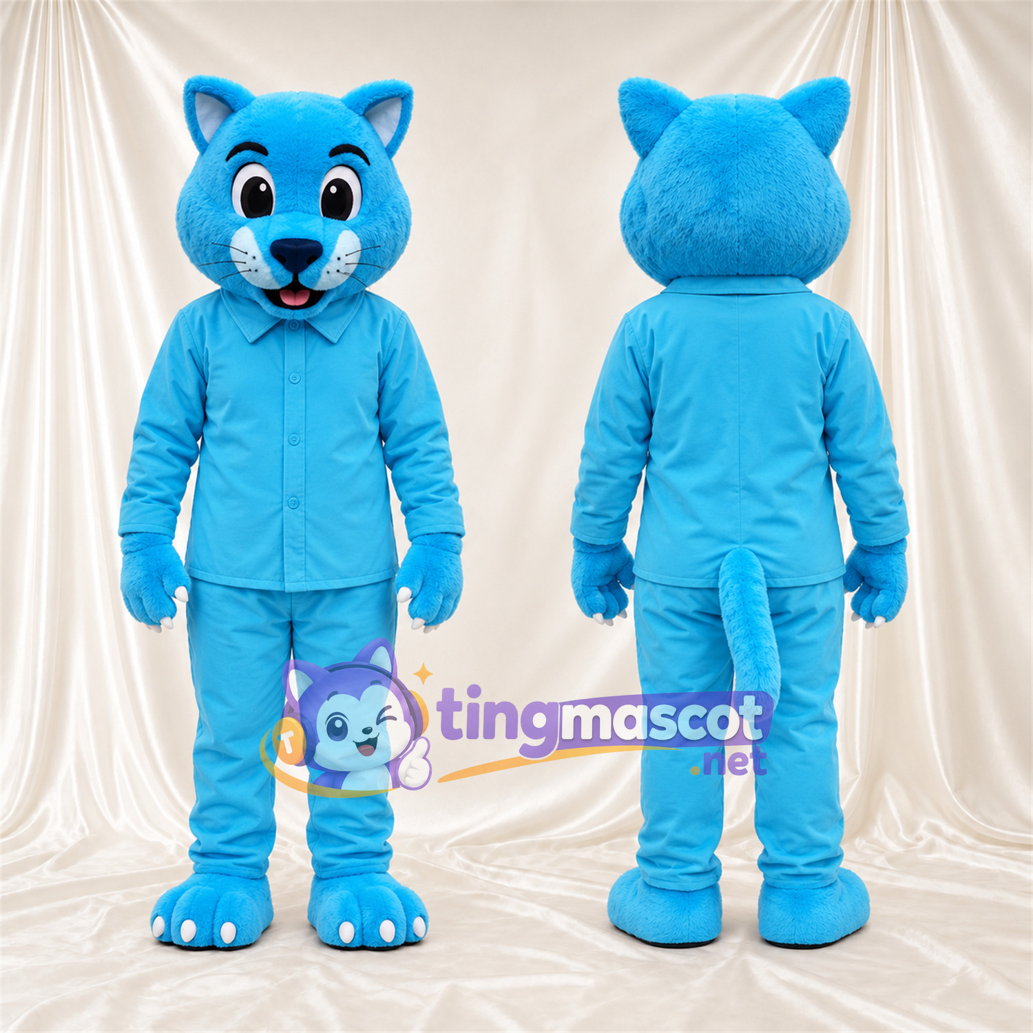 Costume de mascotte Chat – turquoise – Survêtement (turquoise) Costume de mascotte Chat – turquoise – Survêtement (turquoise)